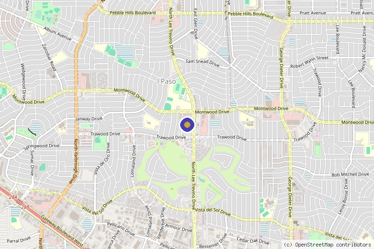 Map showing the location of Azul Medspa East in El Paso, TX