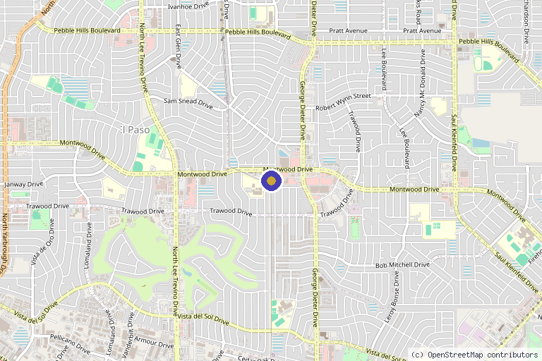 Map showing the location of ARO Med Spa in El Paso, TX