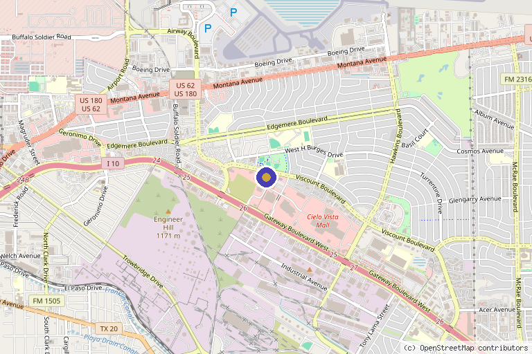 Map showing the location of SkinSational MedSpa in El Paso, TX