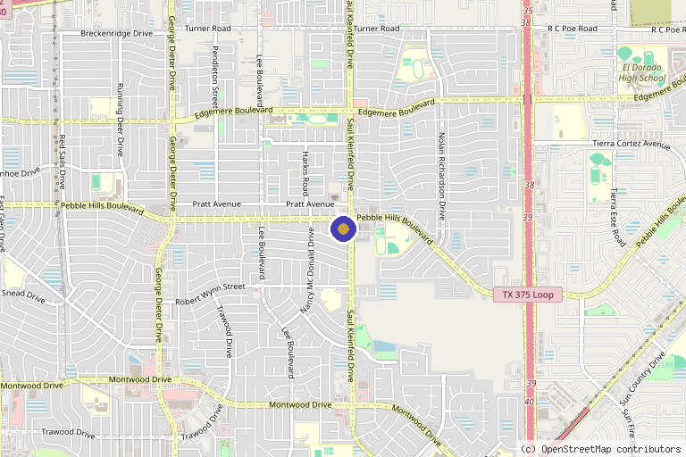 Map showing the location of El Paso Aesthetics Rejuvenation & Family Medicine in El Paso, TX