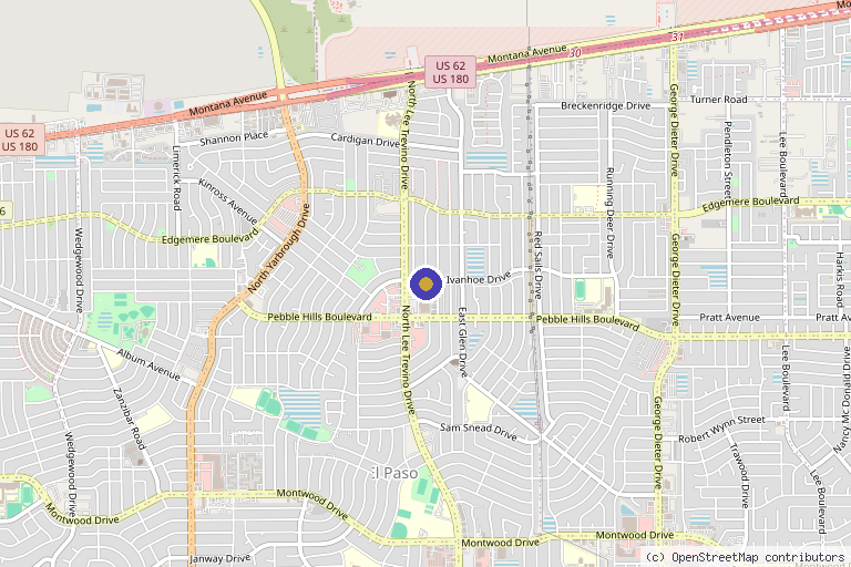 Map showing the location of Cares Medical Clinic in El Paso, TX