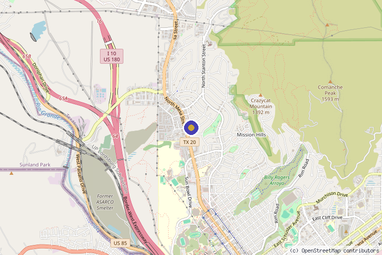 Map showing the location of Siblante | Oxygen HBOT Vitamin IVs El Paso in El Paso, TX