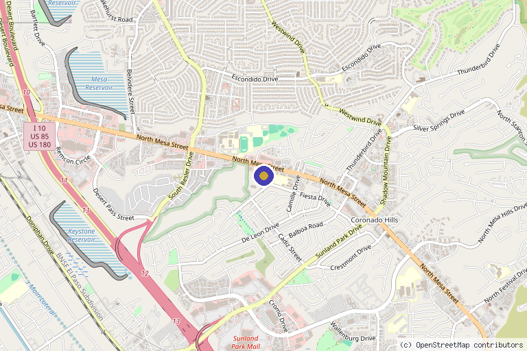 Map showing the location of Solas Health and Wellness in El Paso, TX