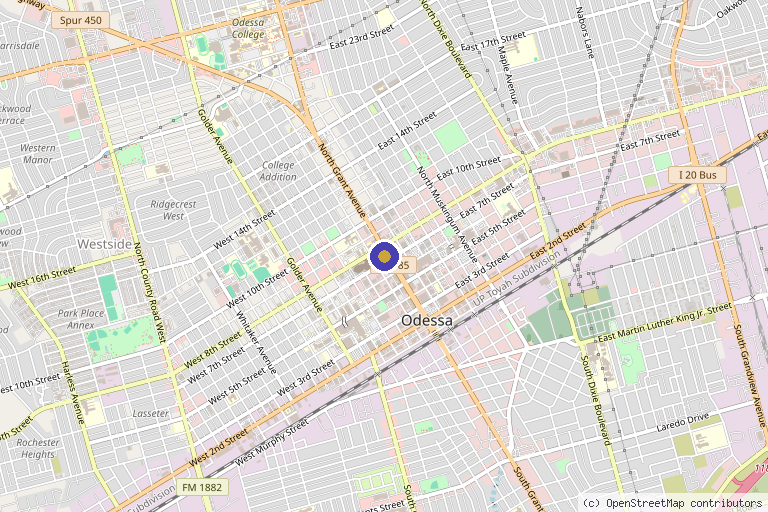 Map showing the location of Oasis IV Hydration in Odessa, TX