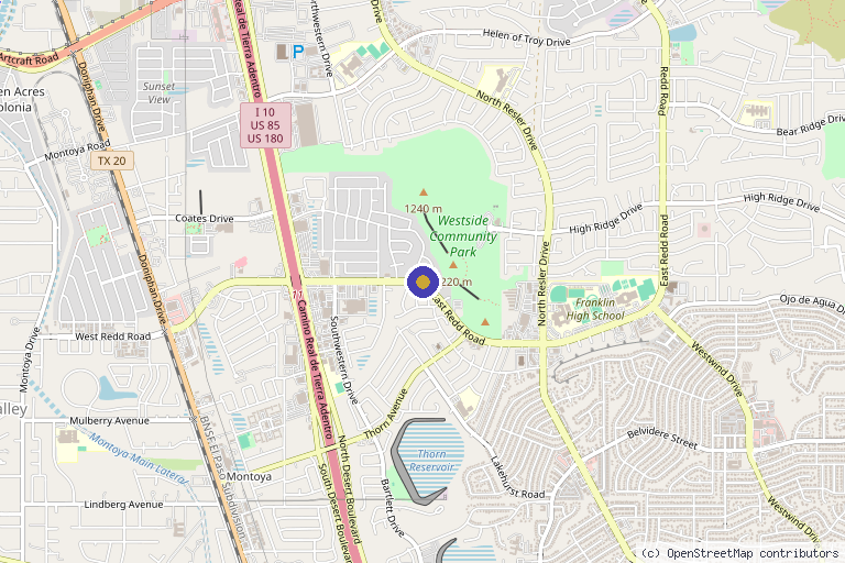 Map showing the location of Zevora Med Spa in El Paso, TX