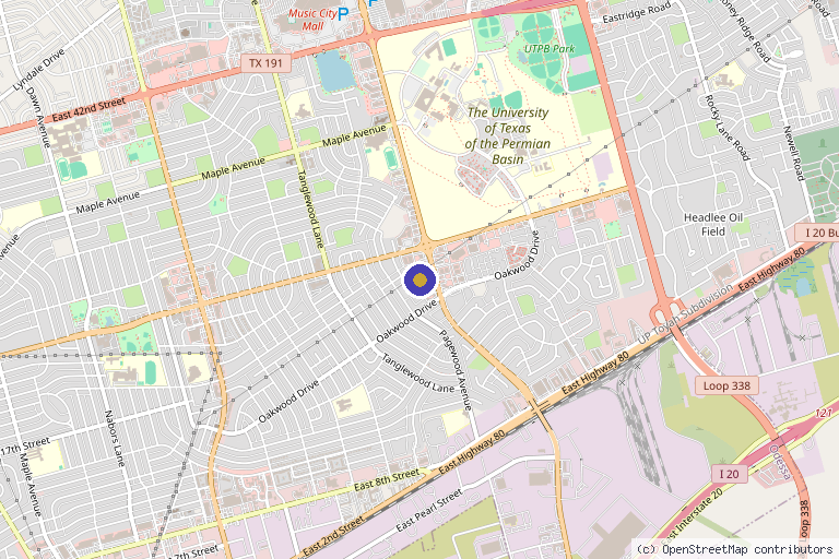 Map showing the location of Lumera Skin & Wellness in Odessa, TX