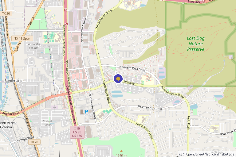 Map showing the location of Bella Paloma Medspa & Wellness in El Paso, TX