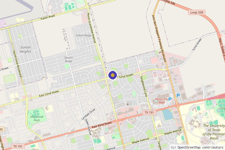 Map showing the location of Glo Laser Lounge in Odessa, TX