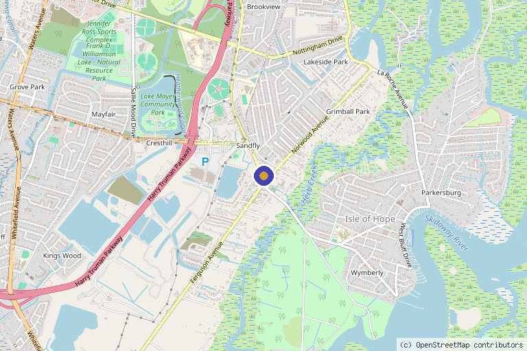 Map showing the location of Ageless Savannah in Savannah, GA
