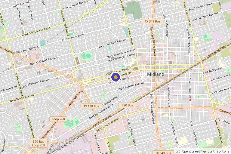 Map showing the location of Remedy Pain & Restoration in Midland, TX
