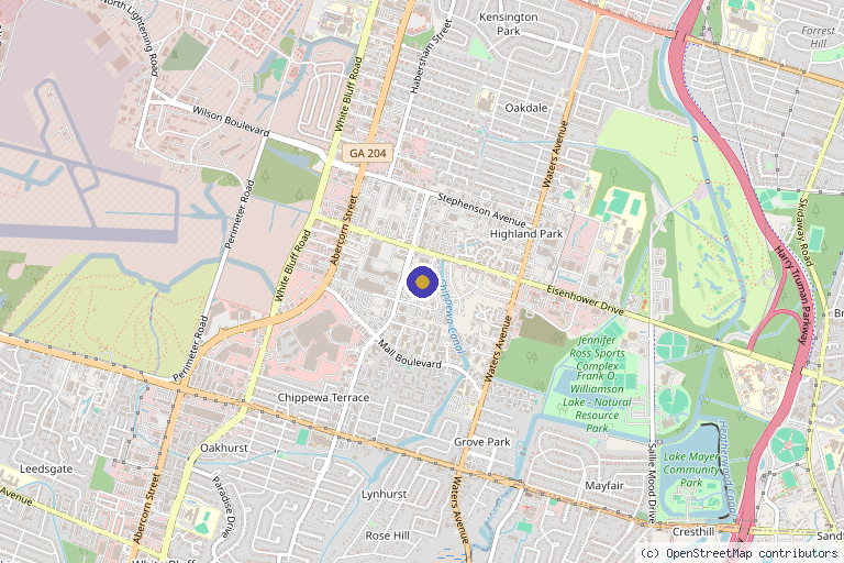 Map showing the location of Ascentix Regenerative Medicine in Savannah, GA