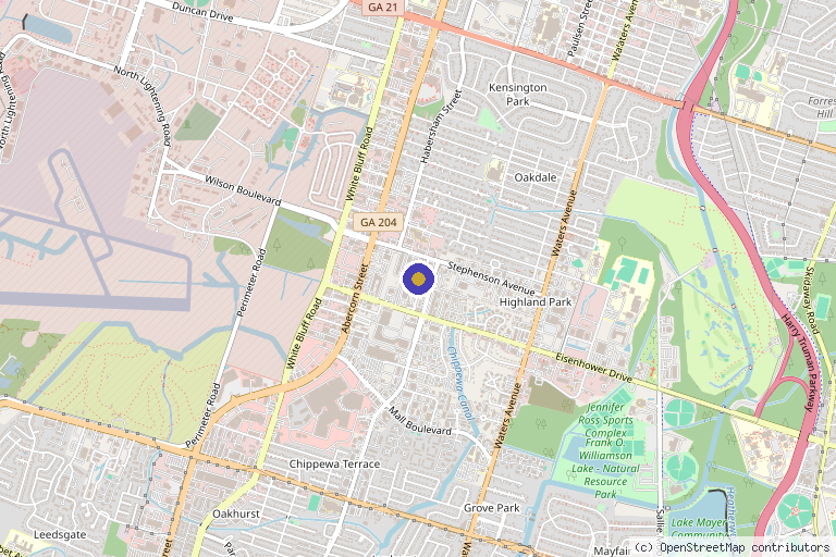 Map showing the location of Coastal Empire Orthopedics in Savannah, GA