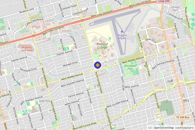 Map showing the location of Sculpt Haus in Midland, TX