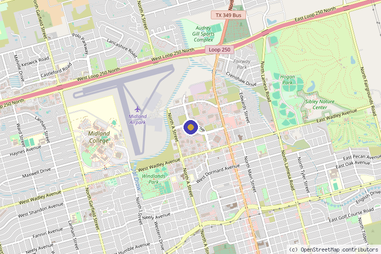 Map showing the location of Abundance Regenerative Health Clinic in Midland, TX