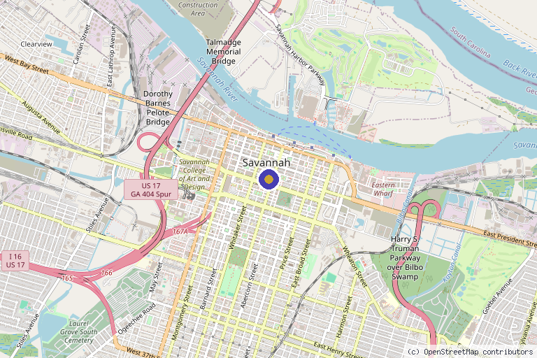 Map showing the location of Kessinger Aesthetic Dermatology in Savannah, GA