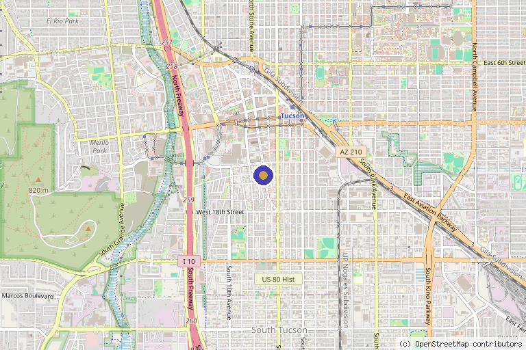 Map showing the location of Downtown Faces in Tucson, AZ