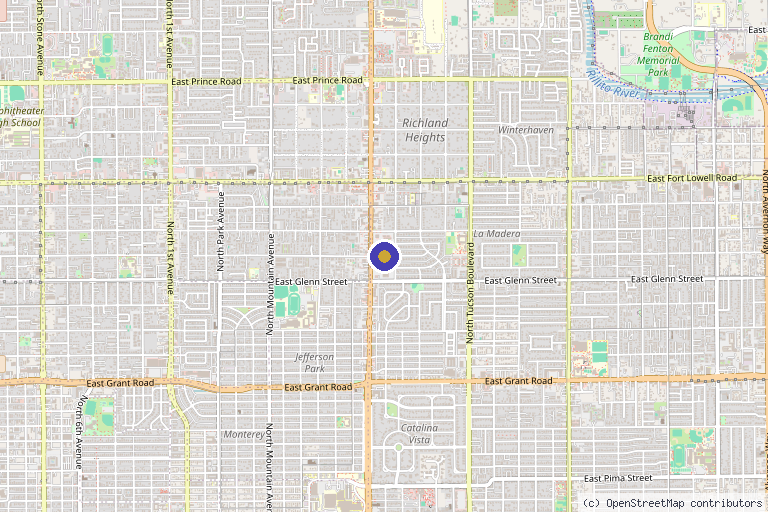 Map showing the location of Mae Haven Aesthetics in Tucson, AZ