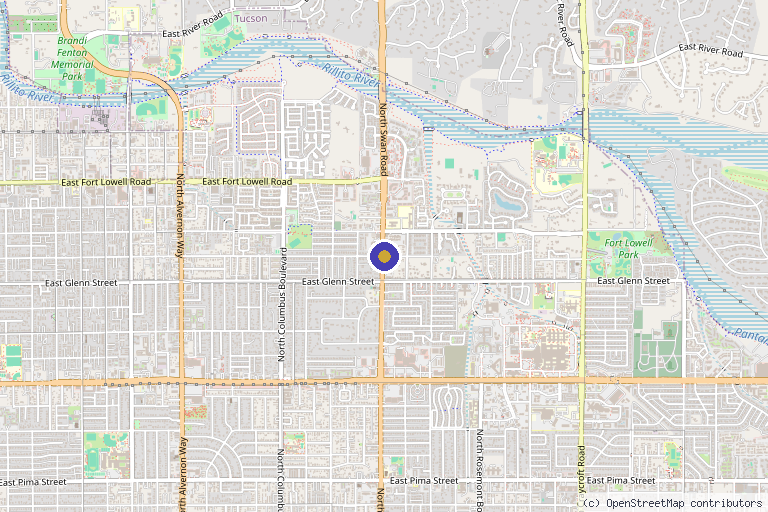 Map showing the location of Edge Integrative Wellness in Tucson, AZ