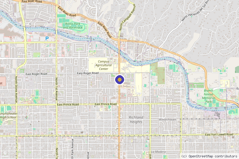Map showing the location of Genesis Natural Medicine Center in Tucson, AZ
