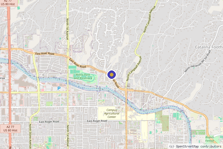 Map showing the location of The Denq Clinic in Tucson, AZ