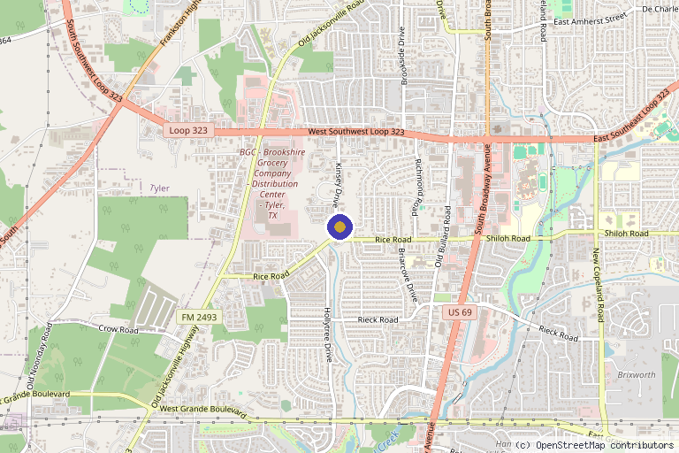 Map showing the location of Just You Aesthetics in Tyler, TX