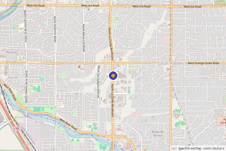 Map showing the location of Dr. Troy Taduran: Tucson Orthopaedic Institute – Northwest Office in Tucson, AZ