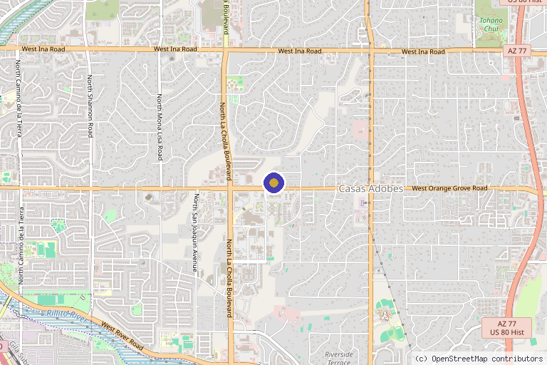 Map showing the location of Mirror Mirror Aesthetics & Wellness in Tucson, AZ