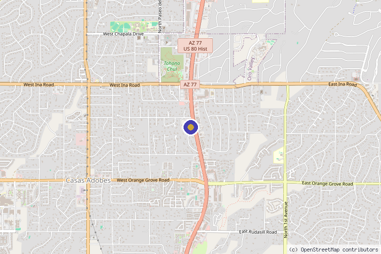 Map showing the location of Tucson Valley Functional Medicine in Tucson, AZ