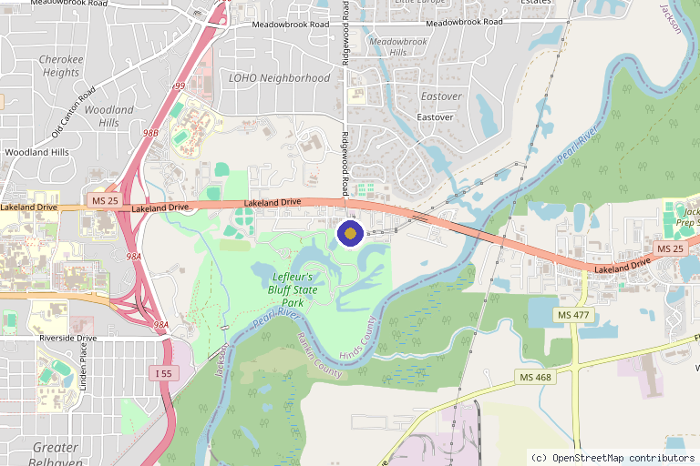 Map showing the location of Wellness Restoration in Jackson, MS