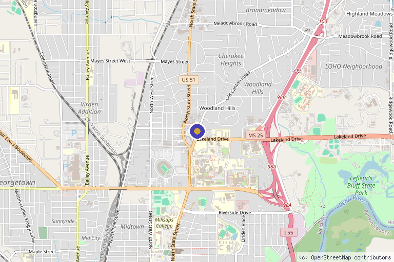 Map showing the location of Fondren Aesthetics in Jackson, MS