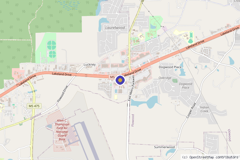 Map showing the location of The Atelier in Flowood, MS