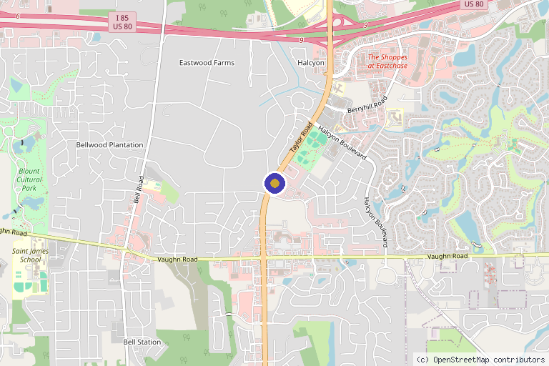 Map showing the location of Hughston Clinic – Derek A. Woessner, MD, FAAFP in Montgomery, AL