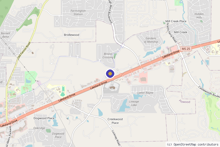 Map showing the location of Sculpt Aesthetics & Wellness in Flowood, MS