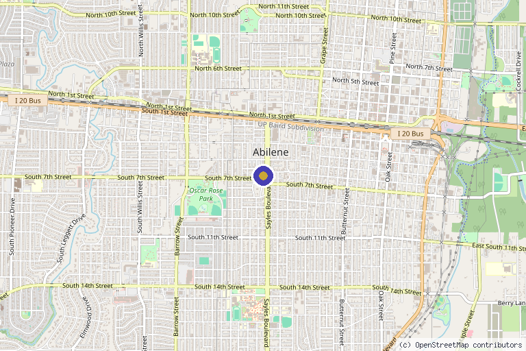 Map showing the location of The Beauty Bus- Abilene in Abilene, TX