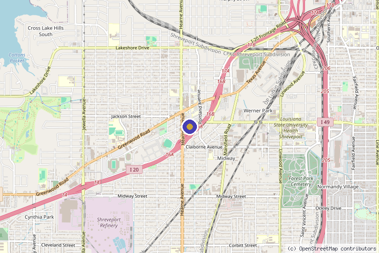 Map showing the location of Dr. Tyler Lash, MD in Shreveport, LA