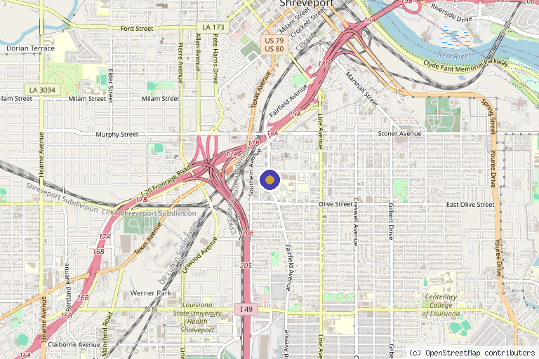 Map showing the location of MedCentris Wound Healing Institute Shreveport in Shreveport, LA