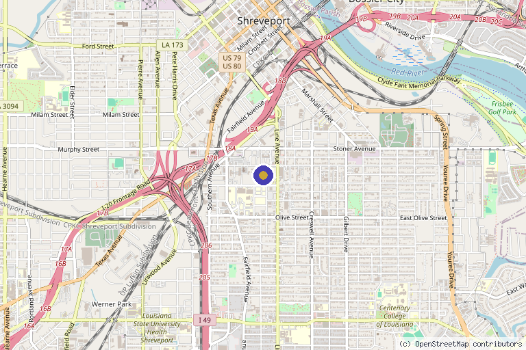 Map showing the location of Wellness by Dr. Natalia Luraguiz, MD in Shreveport, LA