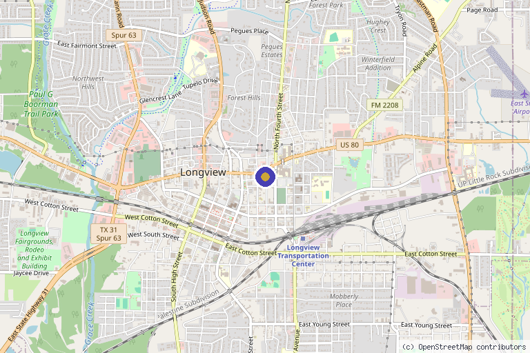 Map showing the location of Everlasting Aesthetics in Longview, TX