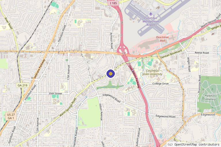 Map showing the location of Columbus Jain Plastic Surgery, P.C. in Columbus, GA