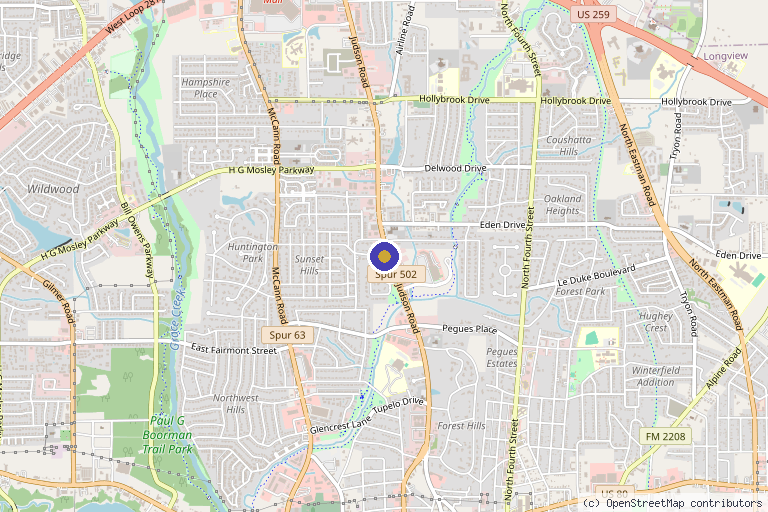 Map showing the location of Oasis Oxygen Therapy LLC in Longview, TX