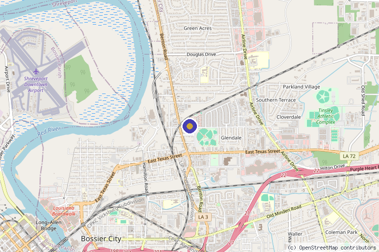 Map showing the location of Gladiator Men's Health in Bossier City, LA