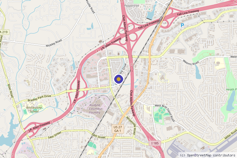 Map showing the location of Columbus Physical Medicine Center in Columbus, GA