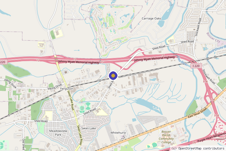 Map showing the location of Premier Medicine in Bossier City, LA