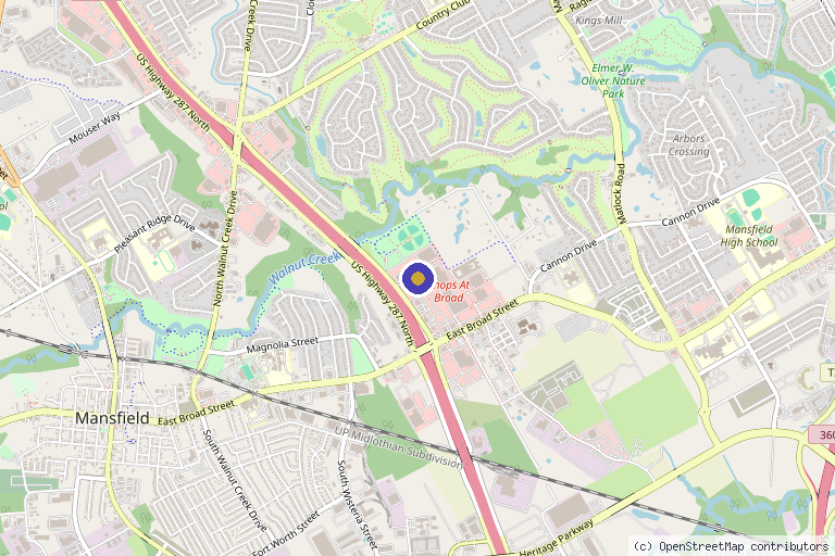 Map showing the location of The Wellness and Recovery Lounge, LLC in Mansfield, TX
