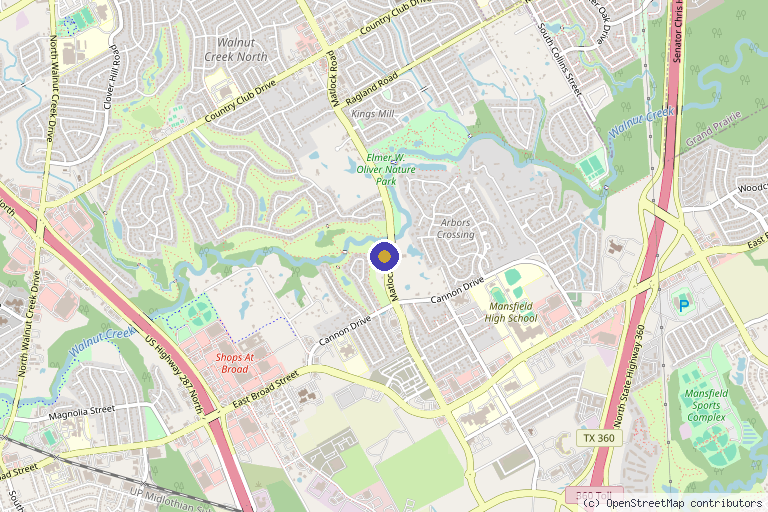 Map showing the location of The Paragon Hair Clinic in Mansfield, TX