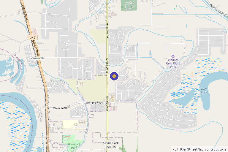 Map showing the location of 29:11 Aesthetics and Wellness in Bossier City, LA