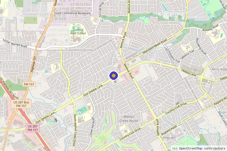 Map showing the location of Total Wellness & Beauty in Mansfield, TX