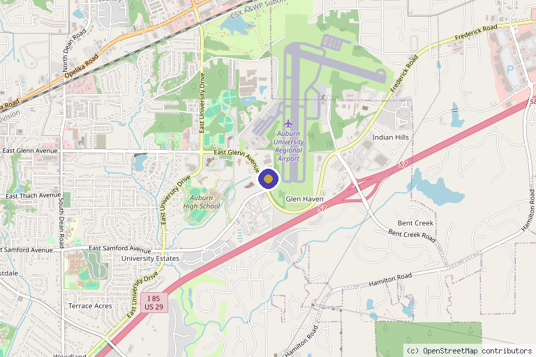 Map showing the location of Nash Dermatology in Auburn, AL