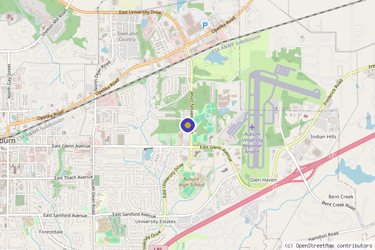 Map showing the location of Medical Center Plus in Auburn, AL