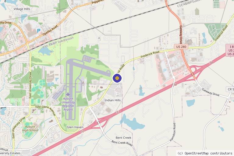 Map showing the location of Auburn Direct Primary Care in Opelika, AL